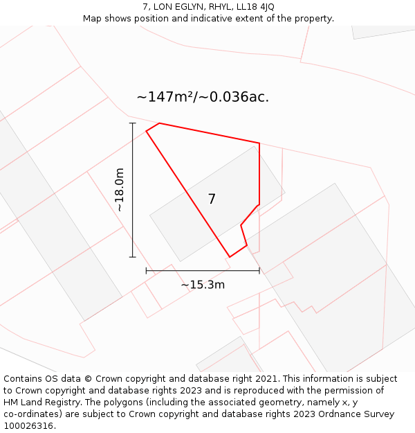 7, LON EGLYN, RHYL, LL18 4JQ: Plot and title map