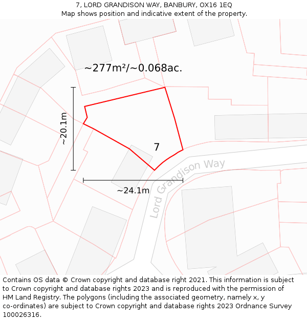 7, LORD GRANDISON WAY, BANBURY, OX16 1EQ: Plot and title map