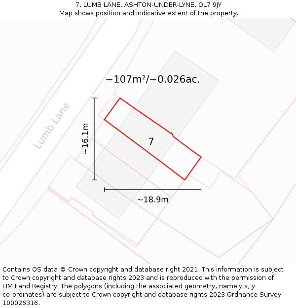 7, LUMB LANE, ASHTON-UNDER-LYNE, OL7 9JY: Plot and title map