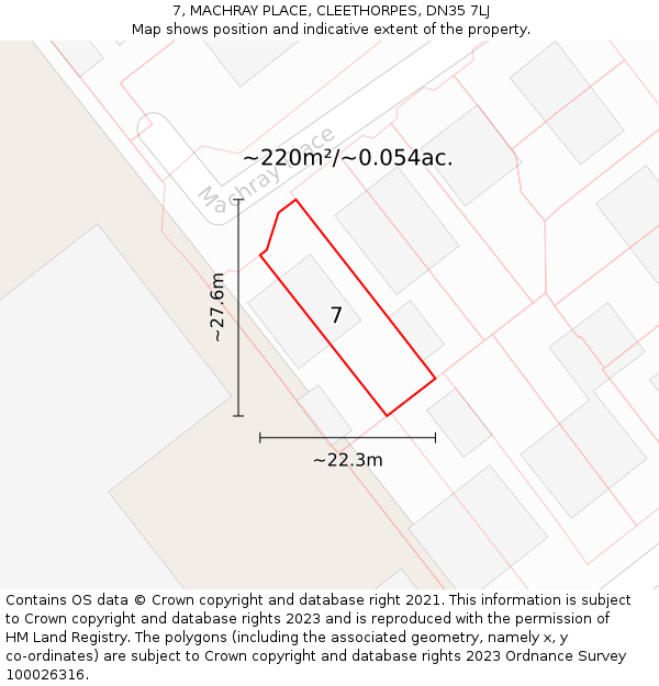 7, MACHRAY PLACE, CLEETHORPES, DN35 7LJ: Plot and title map