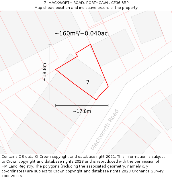 7, MACKWORTH ROAD, PORTHCAWL, CF36 5BP: Plot and title map