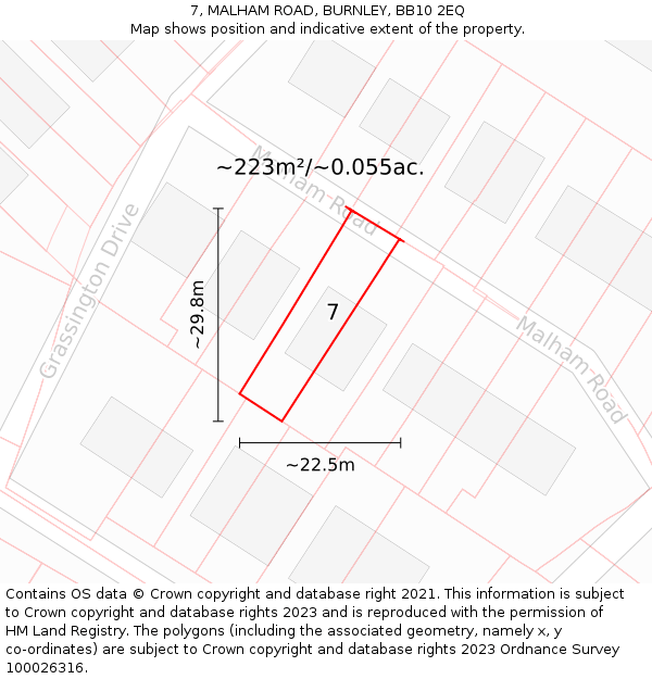 7, MALHAM ROAD, BURNLEY, BB10 2EQ: Plot and title map