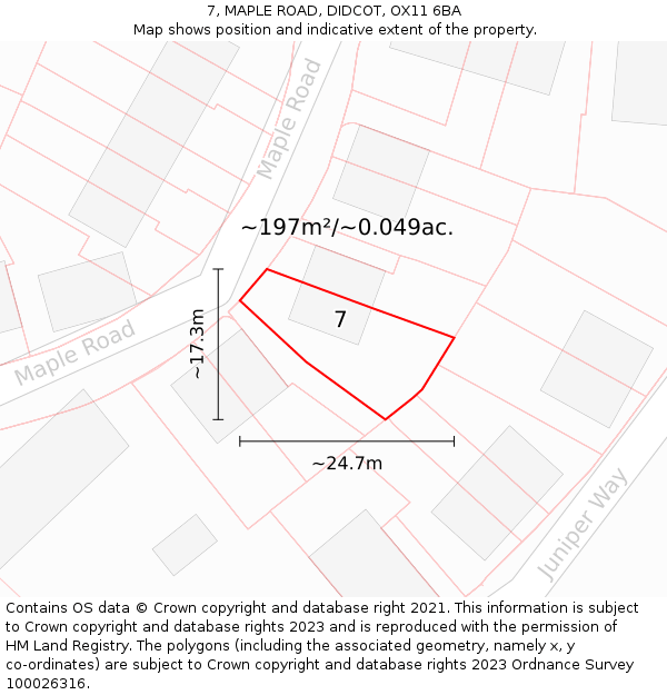 7, MAPLE ROAD, DIDCOT, OX11 6BA: Plot and title map