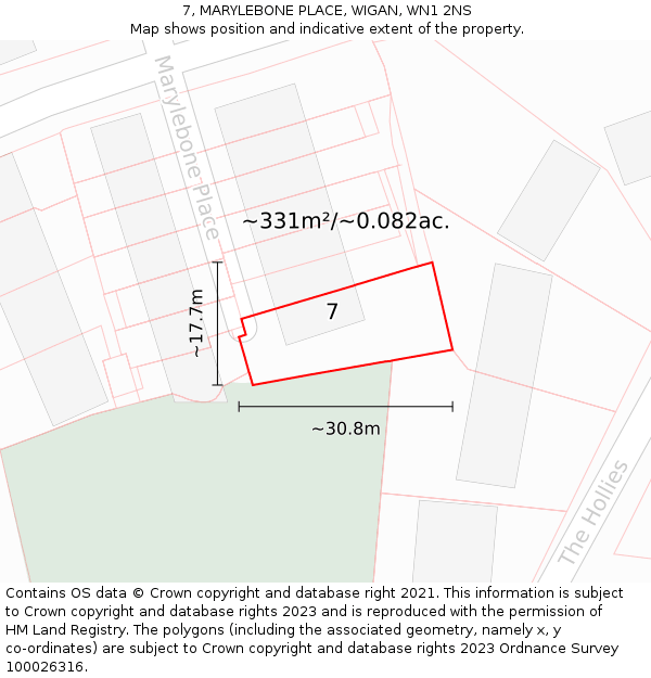 7, MARYLEBONE PLACE, WIGAN, WN1 2NS: Plot and title map