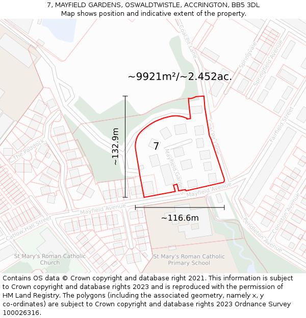 7, MAYFIELD GARDENS, OSWALDTWISTLE, ACCRINGTON, BB5 3DL: Plot and title map