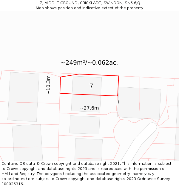 7, MIDDLE GROUND, CRICKLADE, SWINDON, SN6 6JQ: Plot and title map