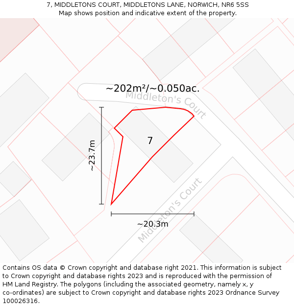 7, MIDDLETONS COURT, MIDDLETONS LANE, NORWICH, NR6 5SS: Plot and title map