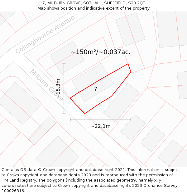 7, MILBURN GROVE, SOTHALL, SHEFFIELD, S20 2QT: Plot and title map