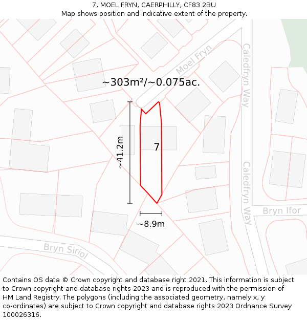 7, MOEL FRYN, CAERPHILLY, CF83 2BU: Plot and title map