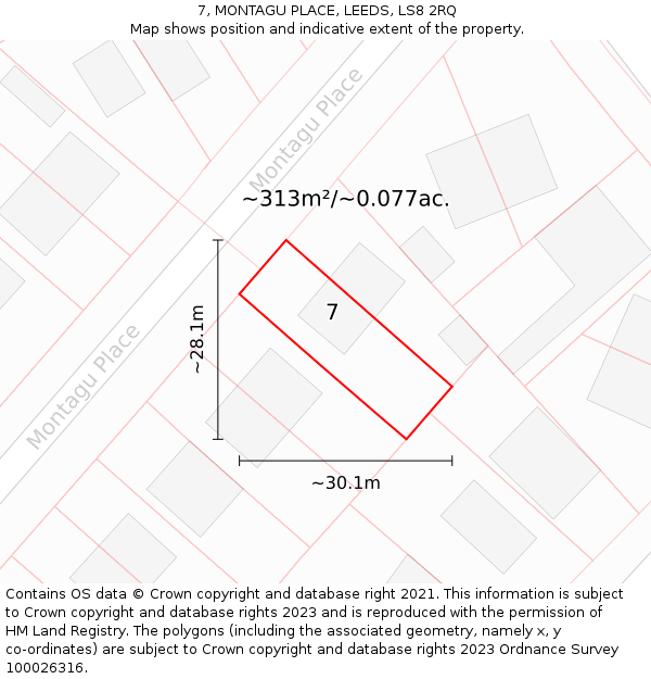 7, MONTAGU PLACE, LEEDS, LS8 2RQ: Plot and title map