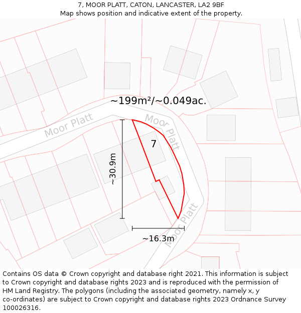 7, MOOR PLATT, CATON, LANCASTER, LA2 9BF: Plot and title map