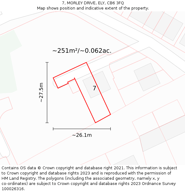 7, MORLEY DRIVE, ELY, CB6 3FQ: Plot and title map