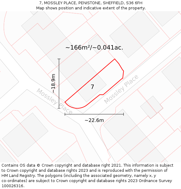 7, MOSSLEY PLACE, PENISTONE, SHEFFIELD, S36 6FH: Plot and title map