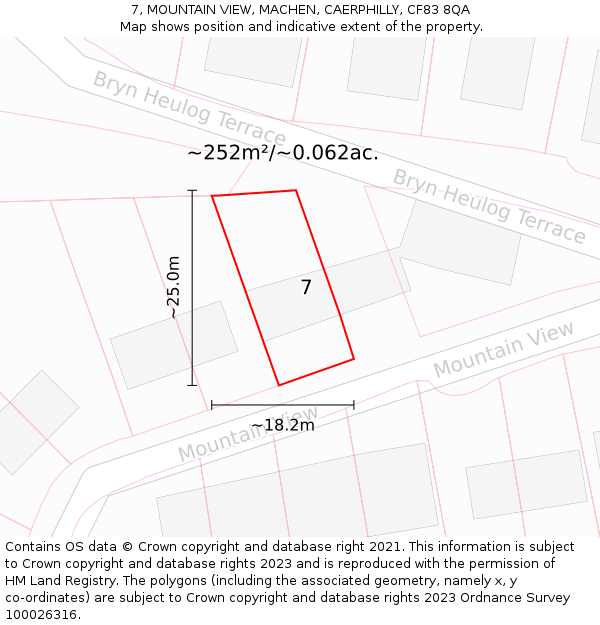 7, MOUNTAIN VIEW, MACHEN, CAERPHILLY, CF83 8QA: Plot and title map