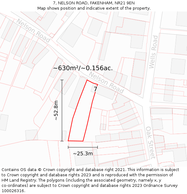 7, NELSON ROAD, FAKENHAM, NR21 9EN: Plot and title map