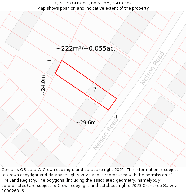 7, NELSON ROAD, RAINHAM, RM13 8AU: Plot and title map