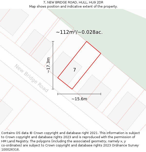 7, NEW BRIDGE ROAD, HULL, HU9 2DR: Plot and title map