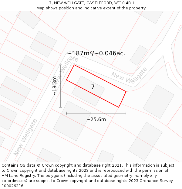 7, NEW WELLGATE, CASTLEFORD, WF10 4RH: Plot and title map