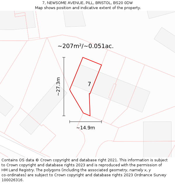 7, NEWSOME AVENUE, PILL, BRISTOL, BS20 0DW: Plot and title map