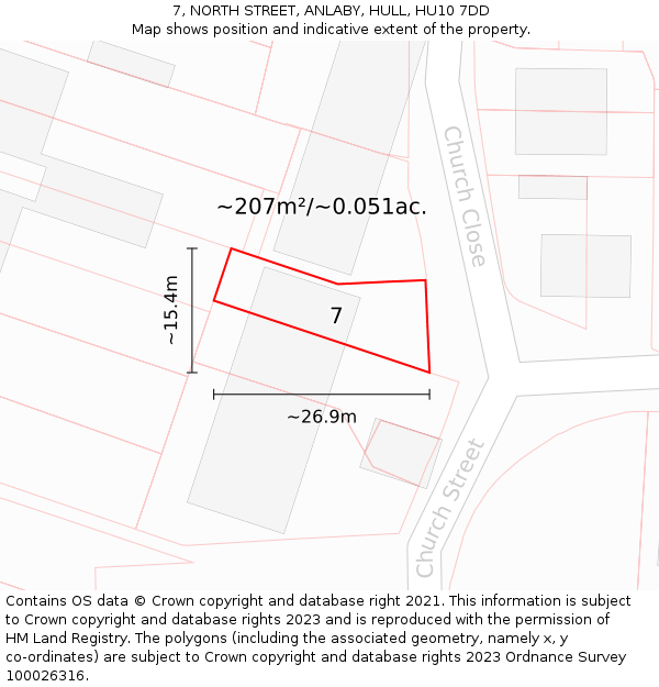 7, NORTH STREET, ANLABY, HULL, HU10 7DD: Plot and title map