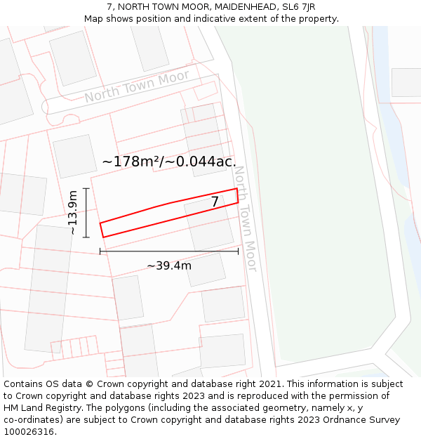 7, NORTH TOWN MOOR, MAIDENHEAD, SL6 7JR: Plot and title map