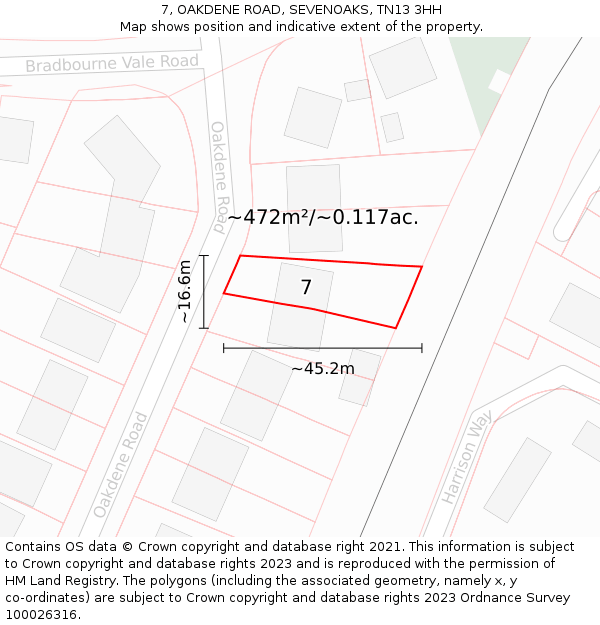 7, OAKDENE ROAD, SEVENOAKS, TN13 3HH: Plot and title map