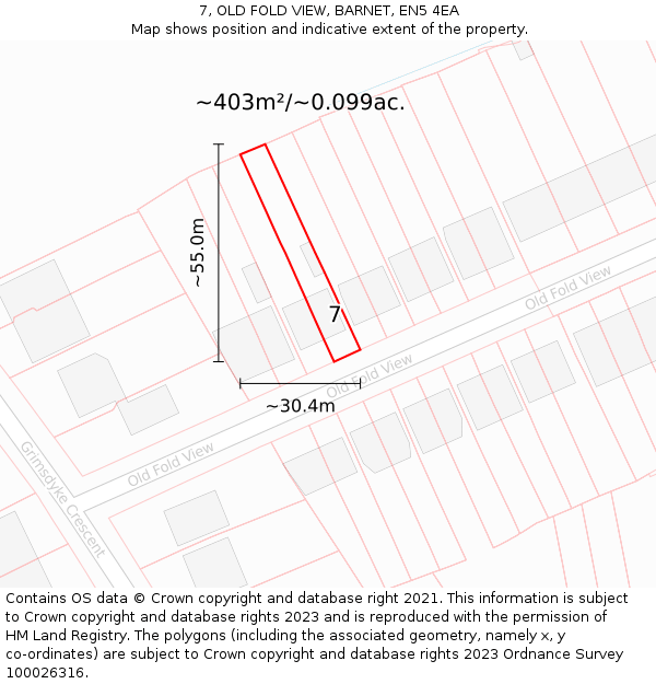 7, OLD FOLD VIEW, BARNET, EN5 4EA: Plot and title map