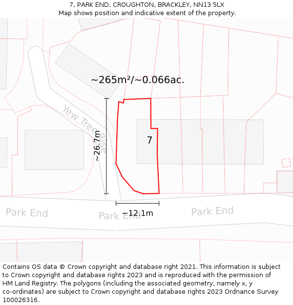 7, PARK END, CROUGHTON, BRACKLEY, NN13 5LX: Plot and title map