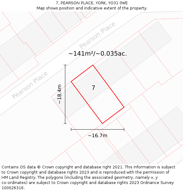 7, PEARSON PLACE, YORK, YO31 0WE: Plot and title map