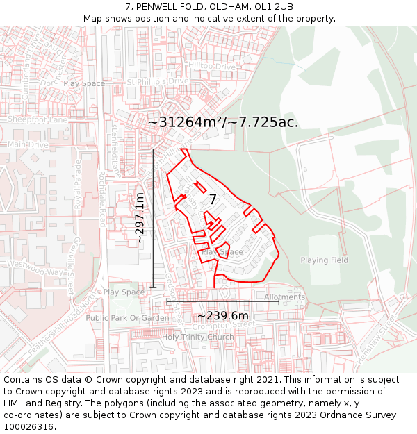 7, PENWELL FOLD, OLDHAM, OL1 2UB: Plot and title map