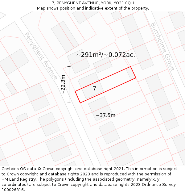 7, PENYGHENT AVENUE, YORK, YO31 0QH: Plot and title map