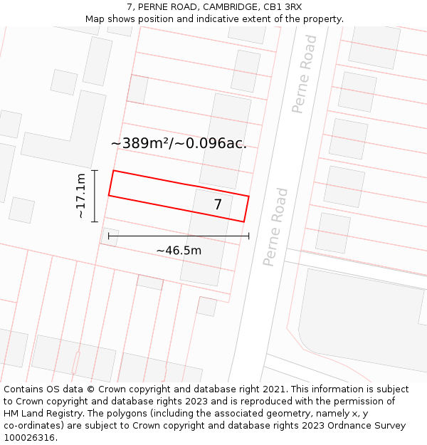 7, PERNE ROAD, CAMBRIDGE, CB1 3RX: Plot and title map