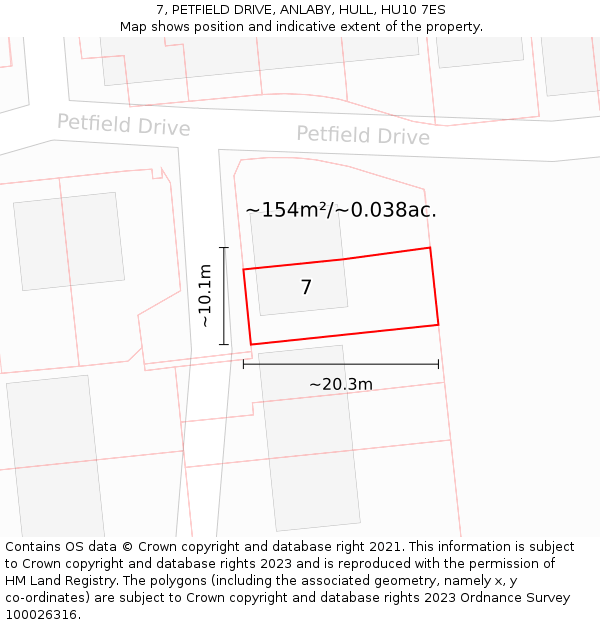 7, PETFIELD DRIVE, ANLABY, HULL, HU10 7ES: Plot and title map