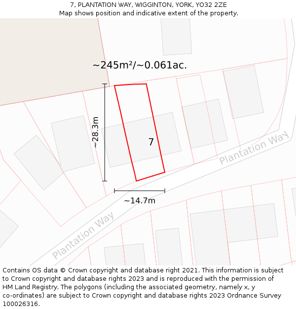 7, PLANTATION WAY, WIGGINTON, YORK, YO32 2ZE: Plot and title map