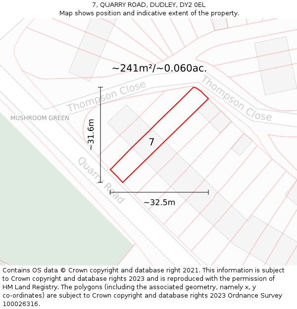 7, QUARRY ROAD, DUDLEY, DY2 0EL: Plot and title map