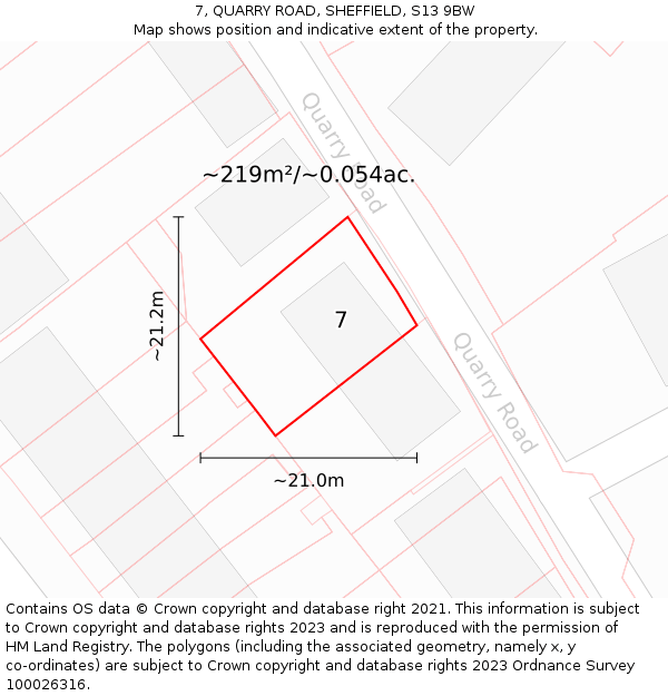 7, QUARRY ROAD, SHEFFIELD, S13 9BW: Plot and title map