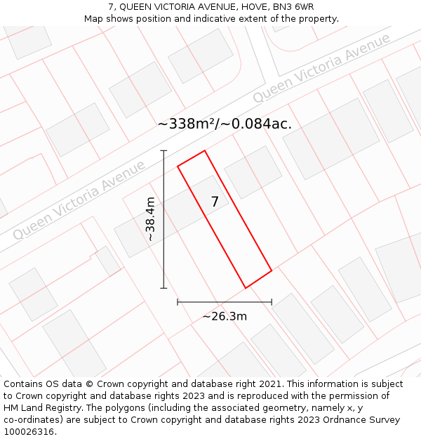 7, QUEEN VICTORIA AVENUE, HOVE, BN3 6WR: Plot and title map