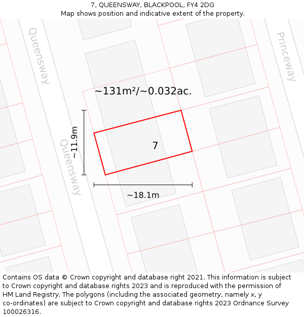 7, QUEENSWAY, BLACKPOOL, FY4 2DG: Plot and title map