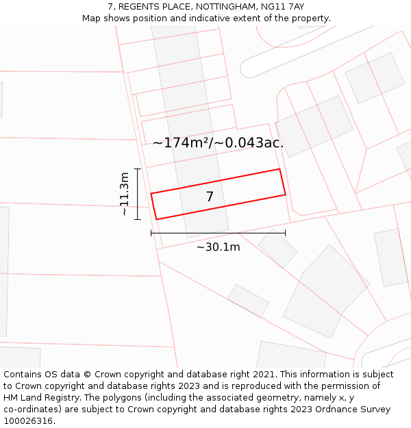 7, REGENTS PLACE, NOTTINGHAM, NG11 7AY: Plot and title map