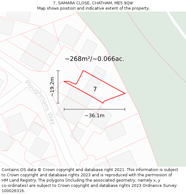 7, SAMARA CLOSE, CHATHAM, ME5 9QW: Plot and title map