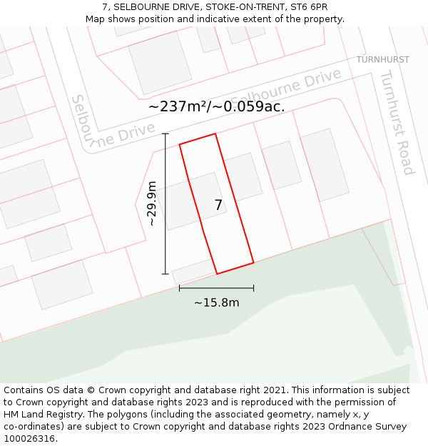 7, SELBOURNE DRIVE, STOKE-ON-TRENT, ST6 6PR: Plot and title map