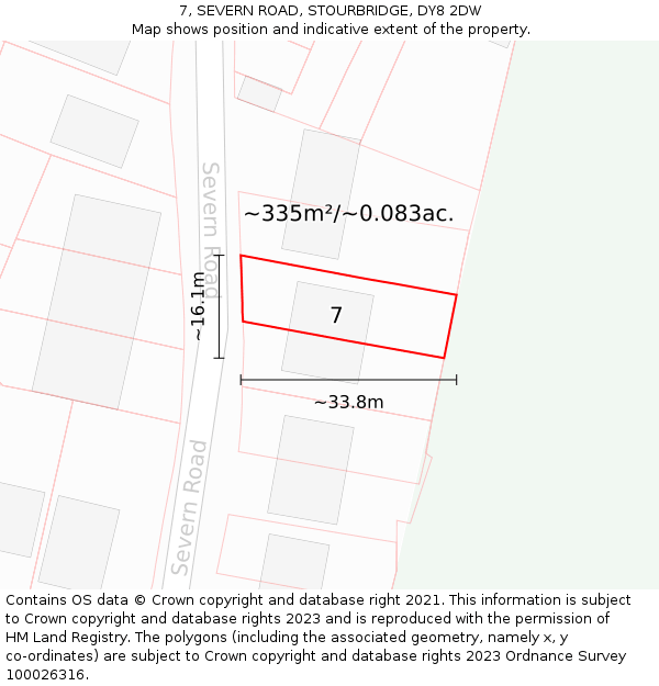 7, SEVERN ROAD, STOURBRIDGE, DY8 2DW: Plot and title map