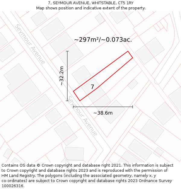 7, SEYMOUR AVENUE, WHITSTABLE, CT5 1RY: Plot and title map