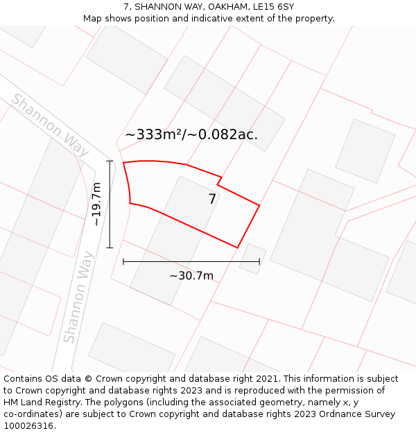 7, SHANNON WAY, OAKHAM, LE15 6SY: Plot and title map