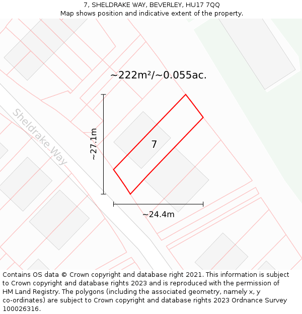 7, SHELDRAKE WAY, BEVERLEY, HU17 7QQ: Plot and title map