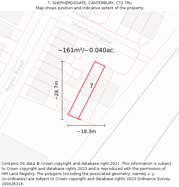 7, SHEPHERDSGATE, CANTERBURY, CT2 7RU: Plot and title map