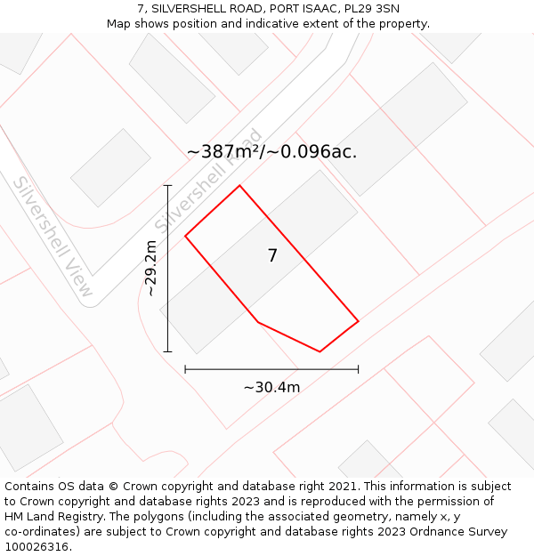 7, SILVERSHELL ROAD, PORT ISAAC, PL29 3SN: Plot and title map
