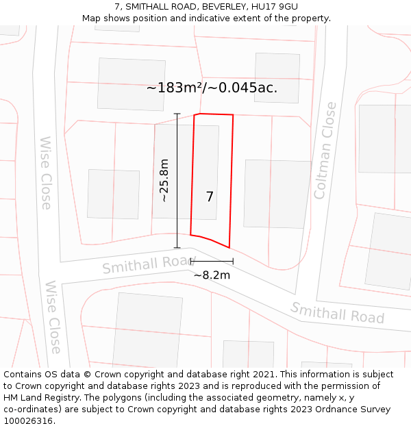 7, SMITHALL ROAD, BEVERLEY, HU17 9GU: Plot and title map