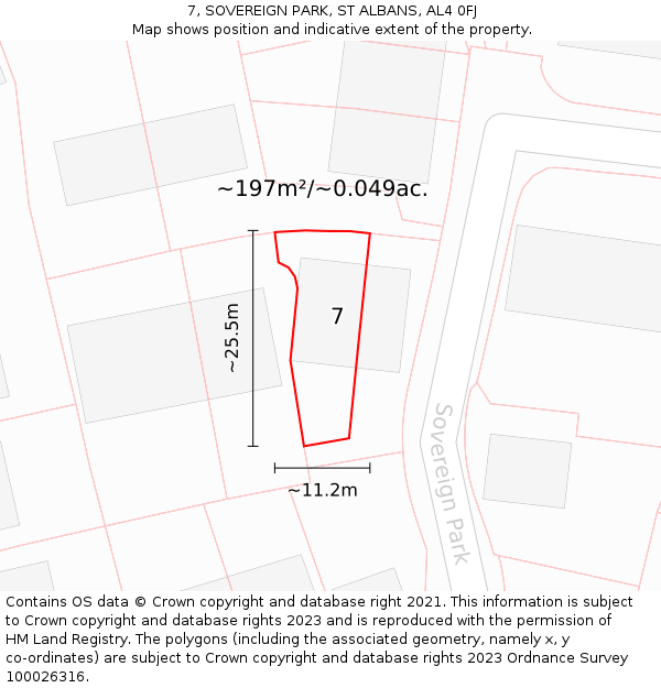 7, SOVEREIGN PARK, ST ALBANS, AL4 0FJ: Plot and title map