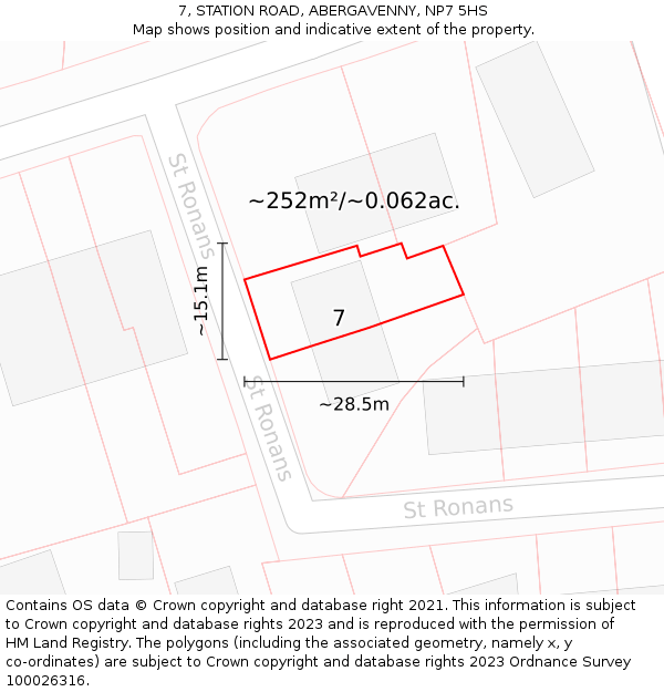 7, STATION ROAD, ABERGAVENNY, NP7 5HS: Plot and title map